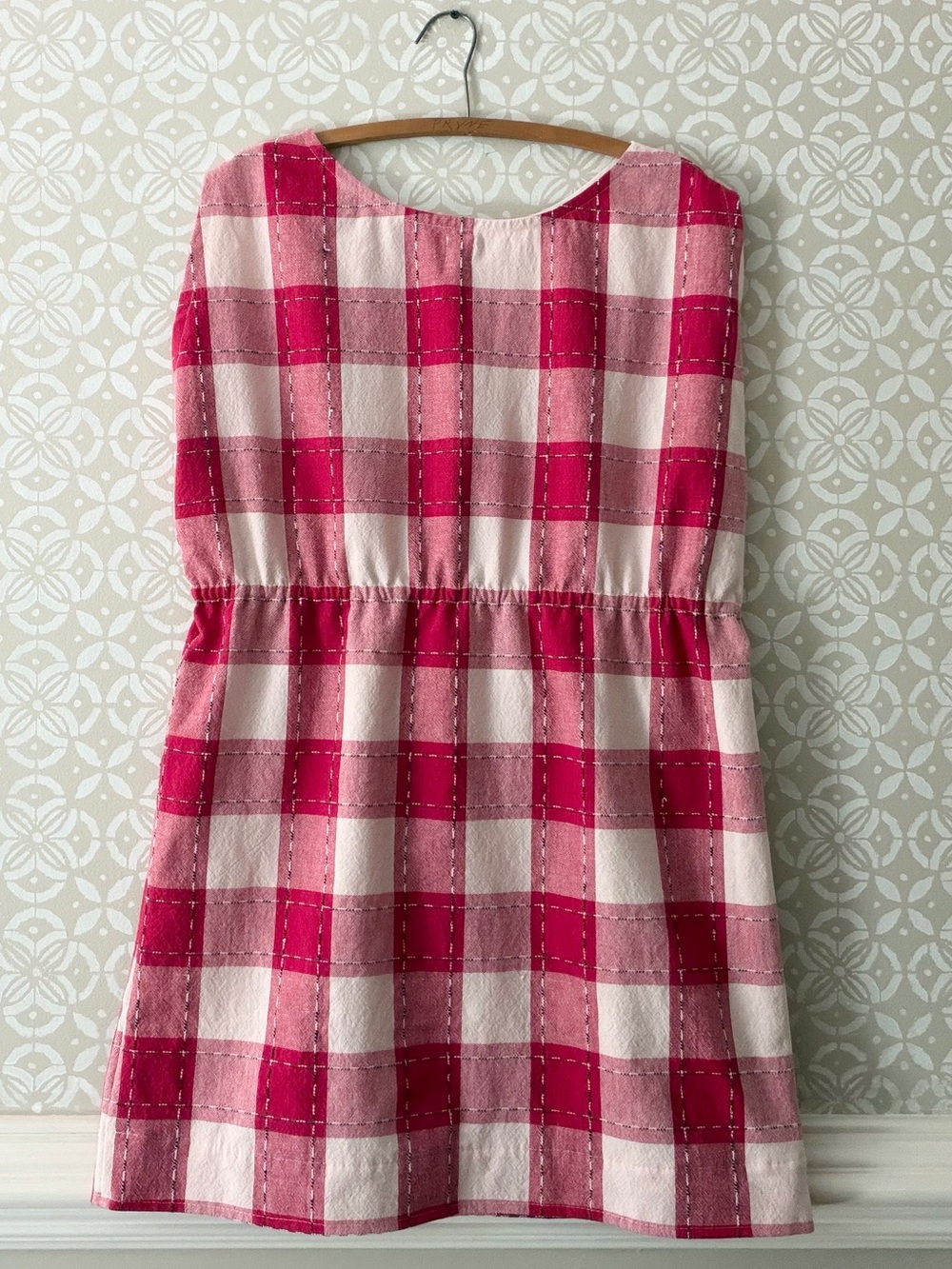 Red and White Plaid Sleeveless Shift Dress